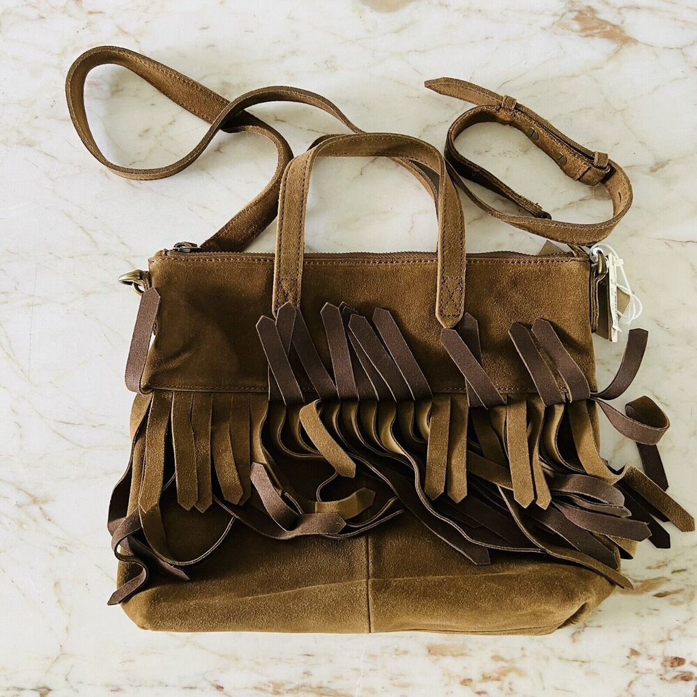 MADEWELL Deep Chestnut The Transport Crossbody: Suede Fringe Edition